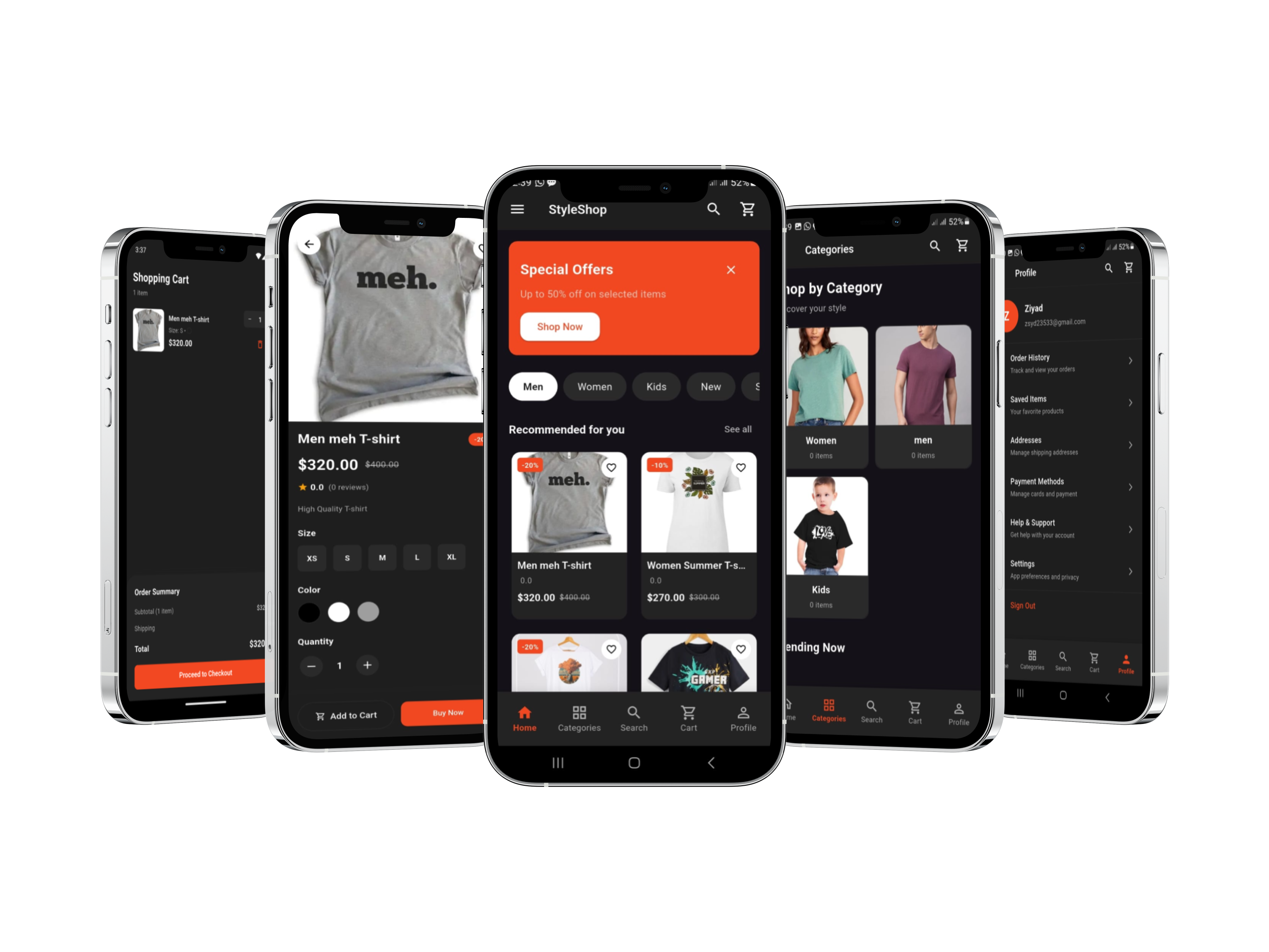 تطوير تطبيق متجر إلكتروني متكامل للأزياء - Flutter App