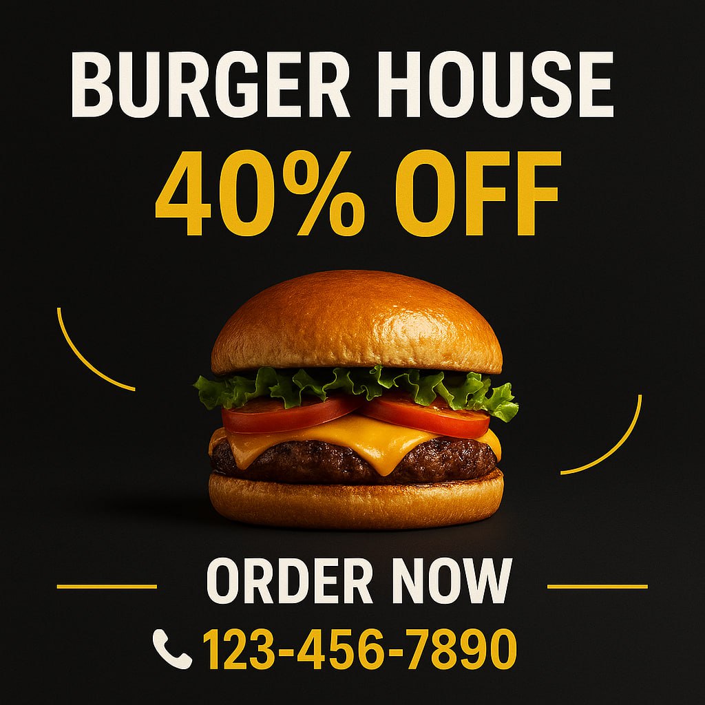 تصميم اعلان لمطعم برجر