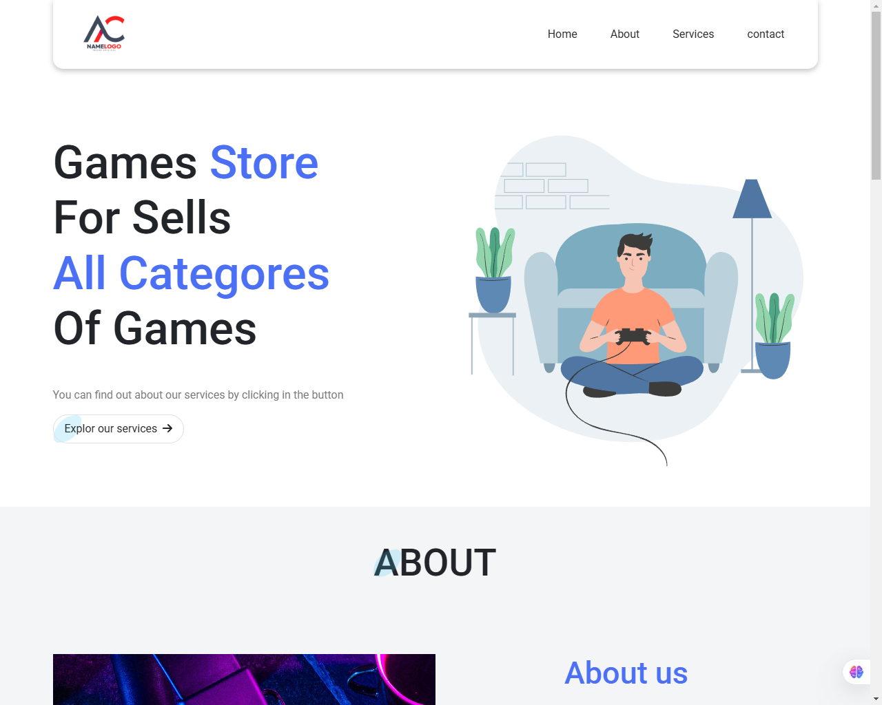 Game store landing page