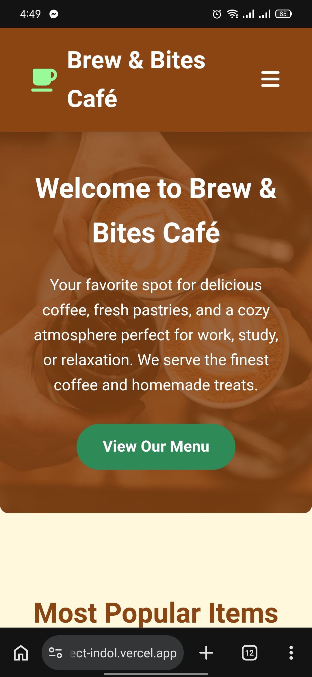 تصميم موقع إلى كافيه ومطعم