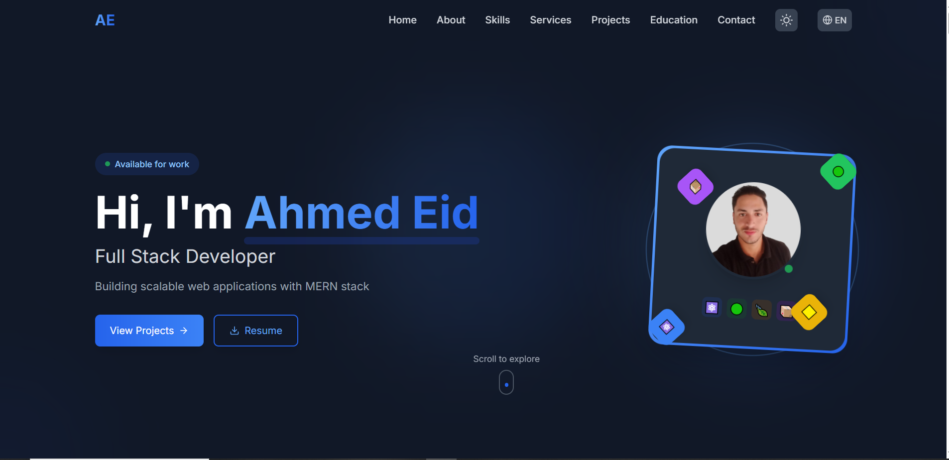 موقع بورتفوليو احترافي لعرض الأعمال والخبرات (Personal Portfolio Website)
