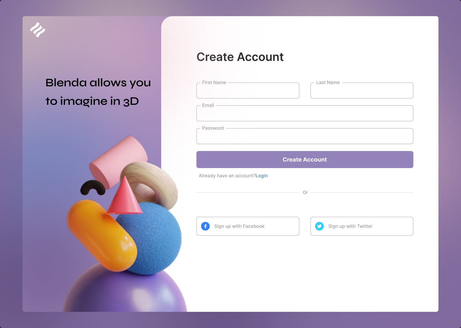 تصميم شاشه sign up